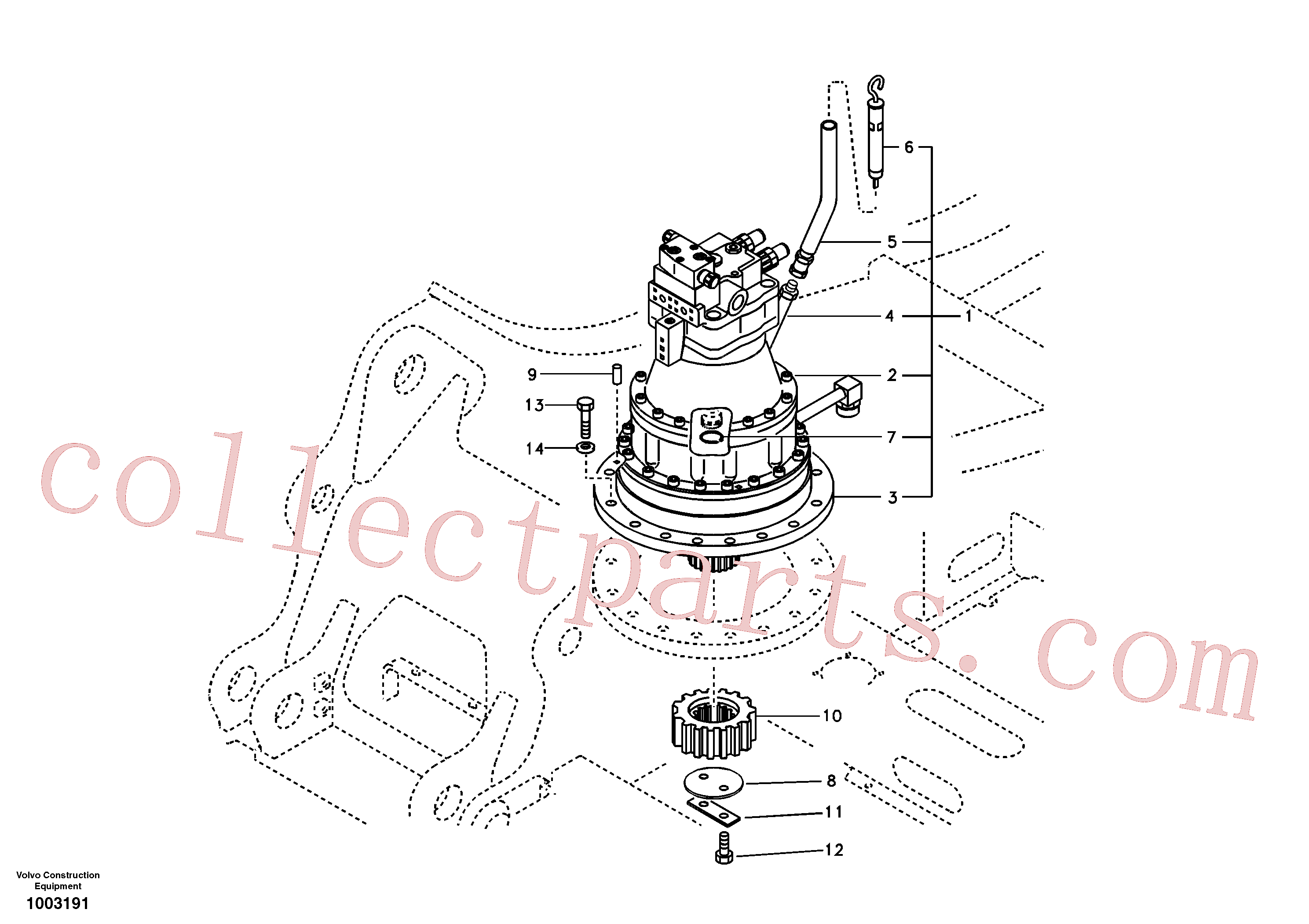 VOE14514385 for Volvo Swing motor with mounting parts(1003191 assembly)