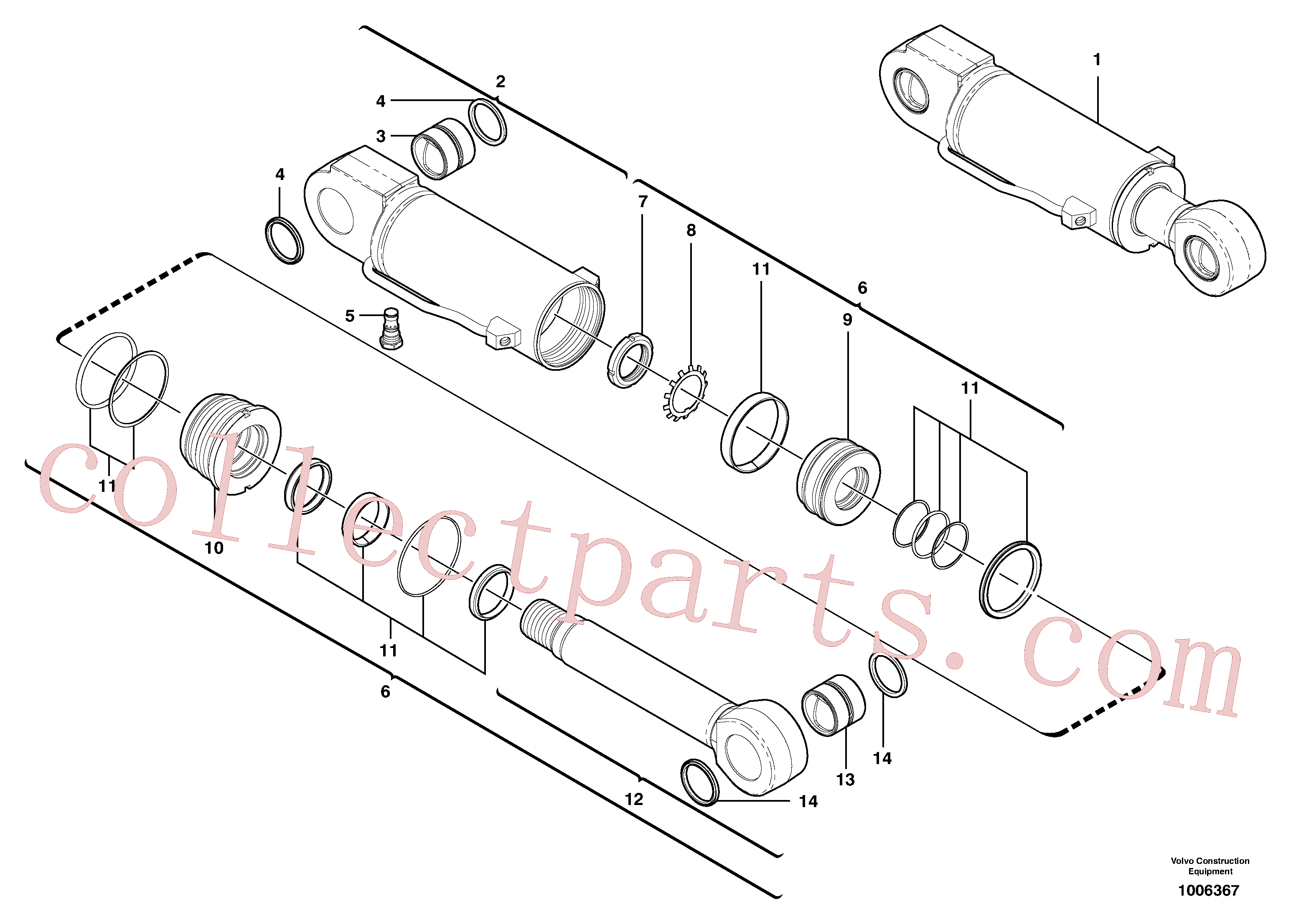 VOE11710848 for Volvo Dozer blade cylinder(1006367 assembly)