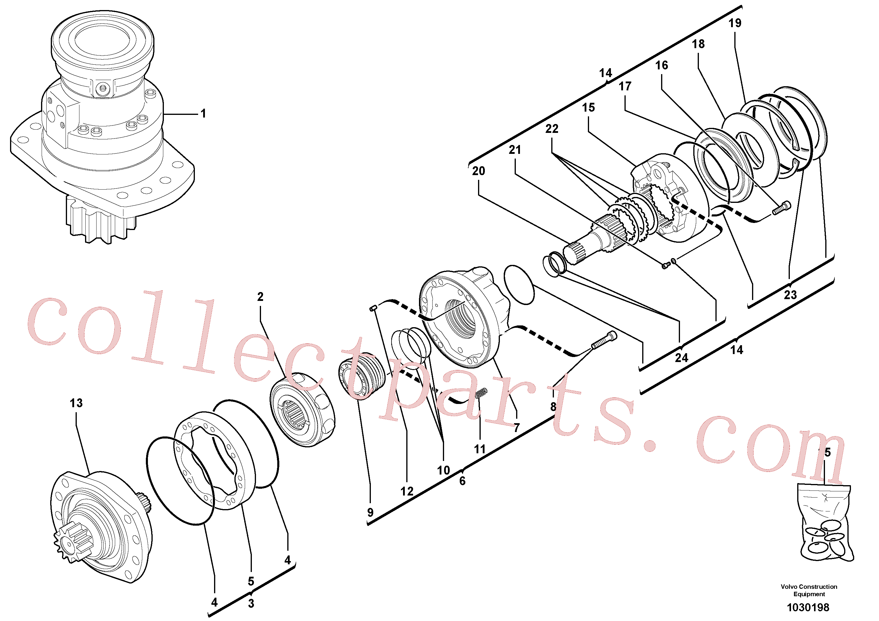 PJ7415417 for Volvo Slewing gear motor(1030198 assembly)