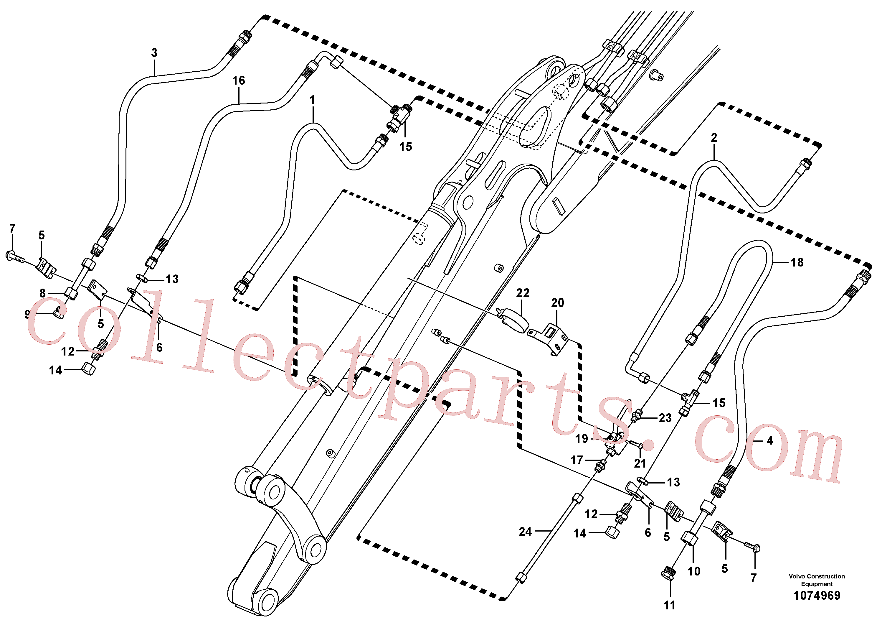 VOE11803544 for Volvo Working hydraulic, dipper arm(1074969 assembly)