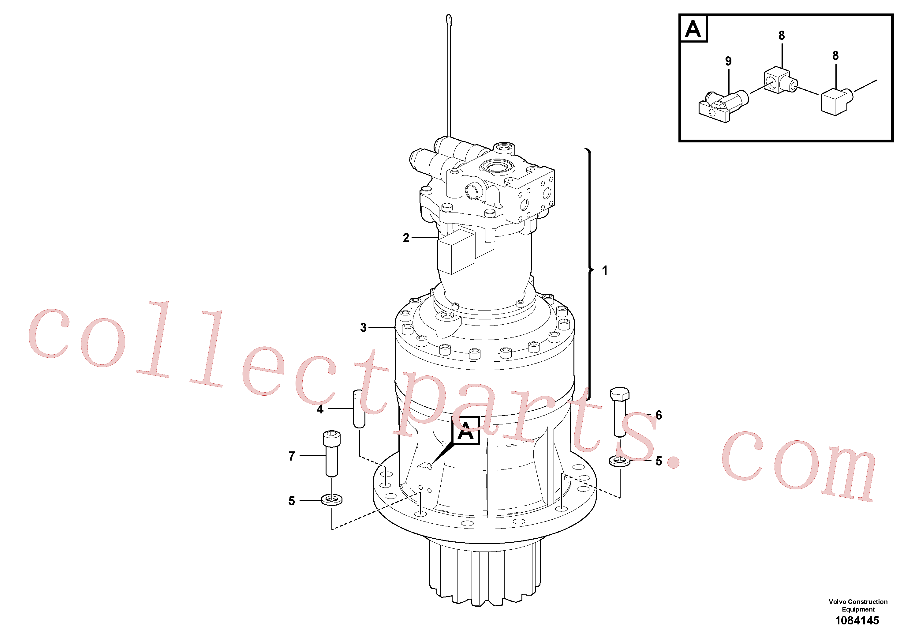 VOE14688785 for Volvo Swing motor with mounting parts(1084145 assembly)
