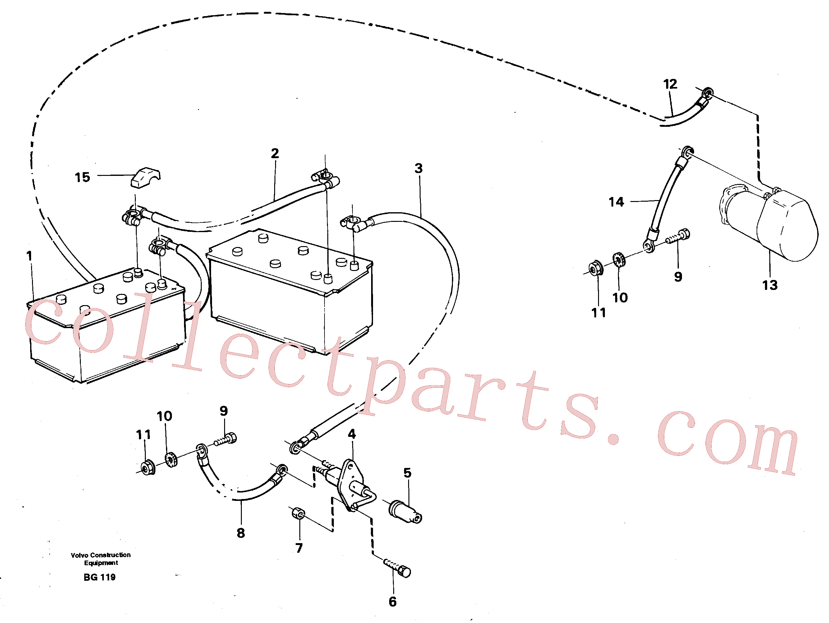 VOE967600 for Volvo Battery with assembling details(BG119 assembly)