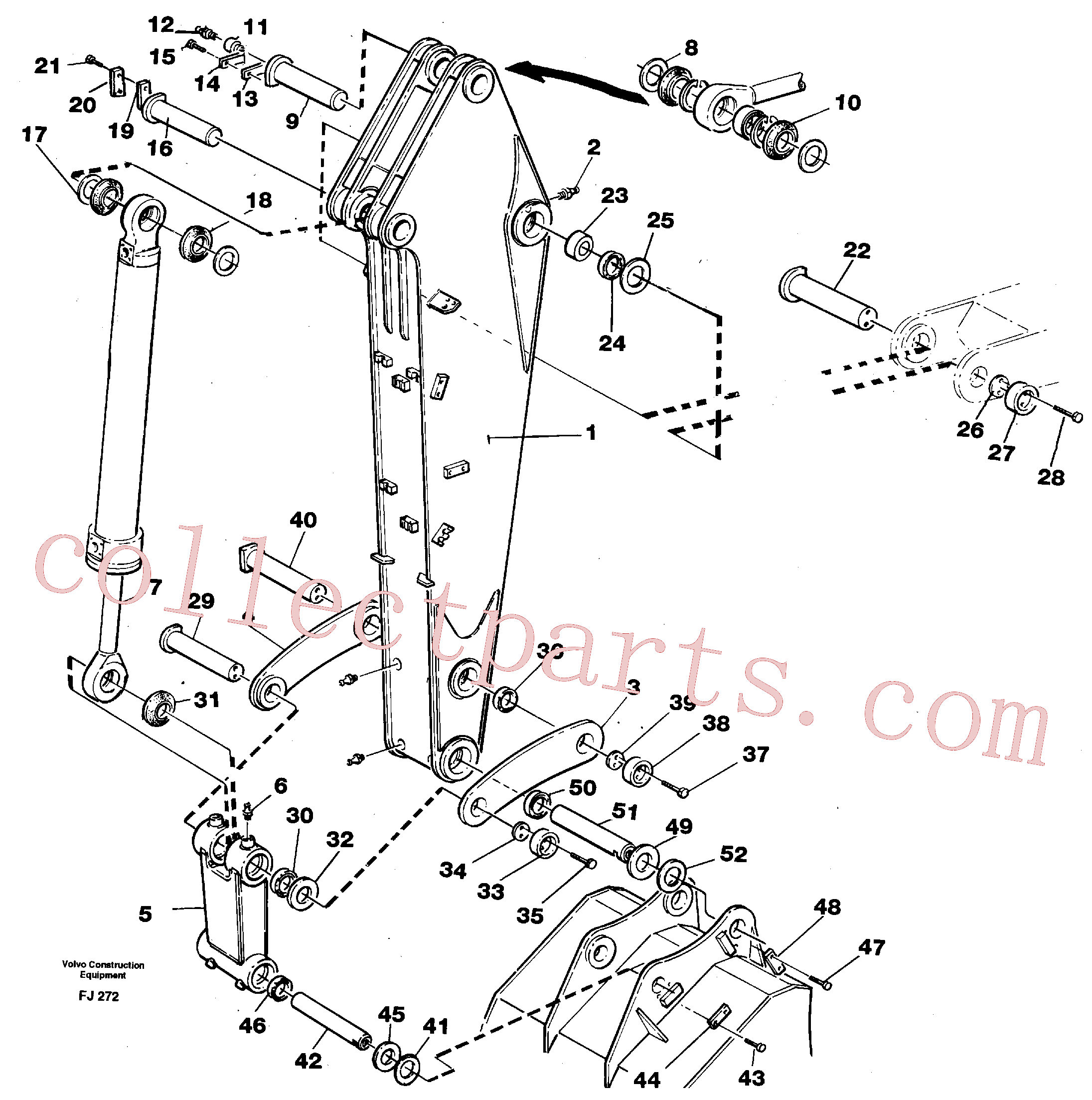 VOE14053417 for Volvo Backhoe dipper arm 2.4m(FJ272 assembly)