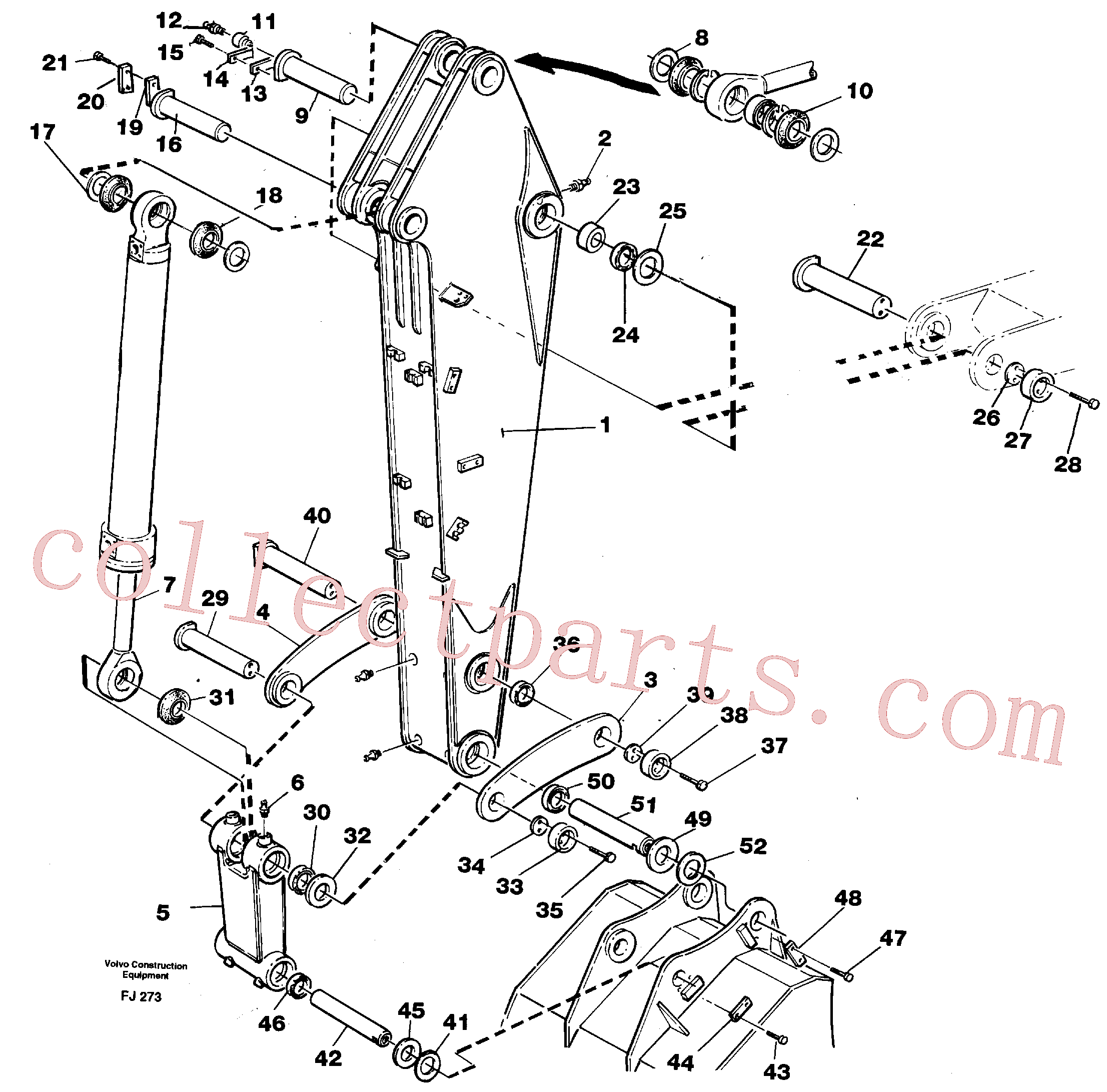 VOE14053417 for Volvo Backhoe dipper arm 2.8m(FJ273 assembly)