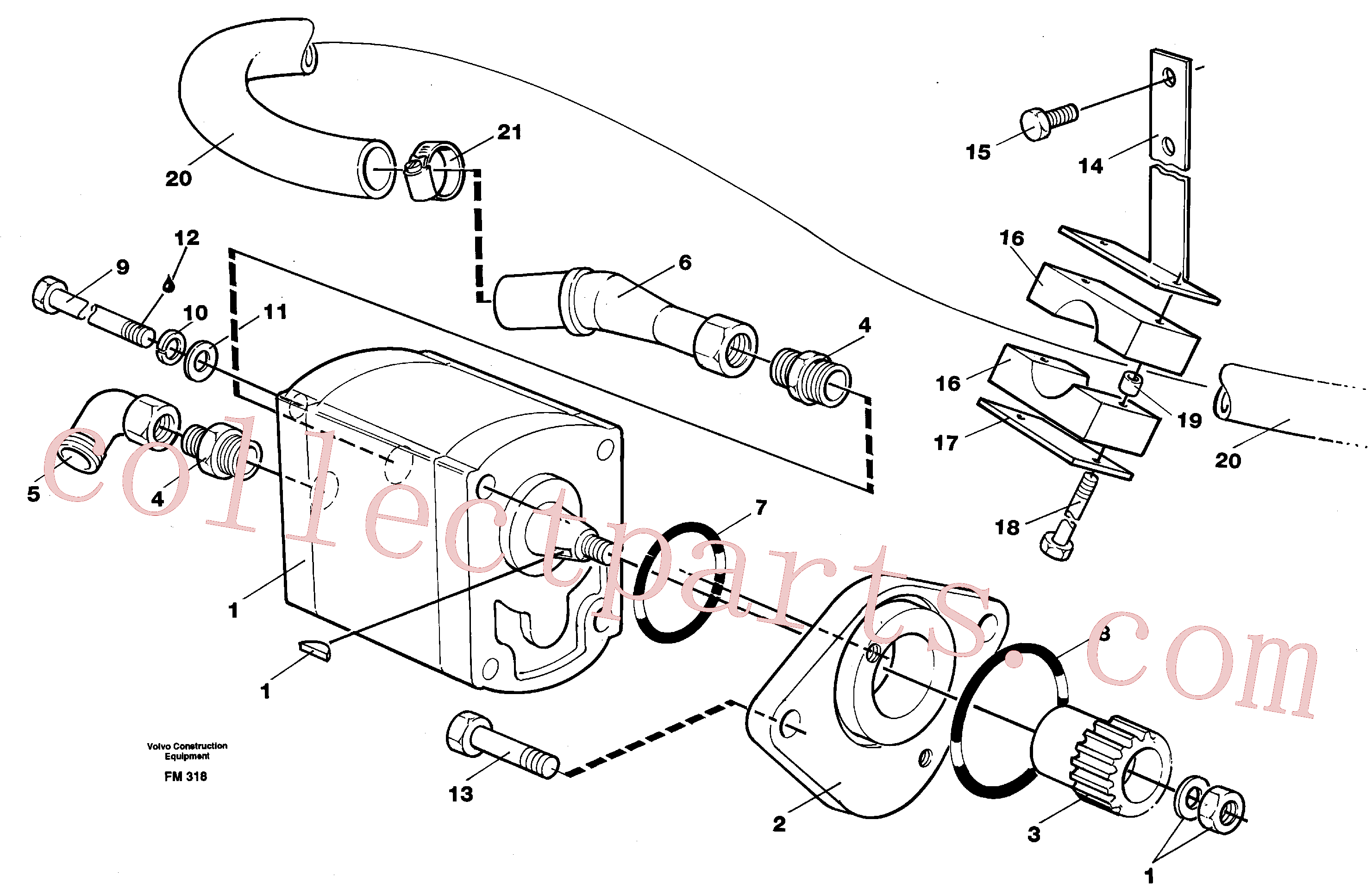 VOE14264640 for Volvo Servo pump with assembly parts(FM318 assembly)