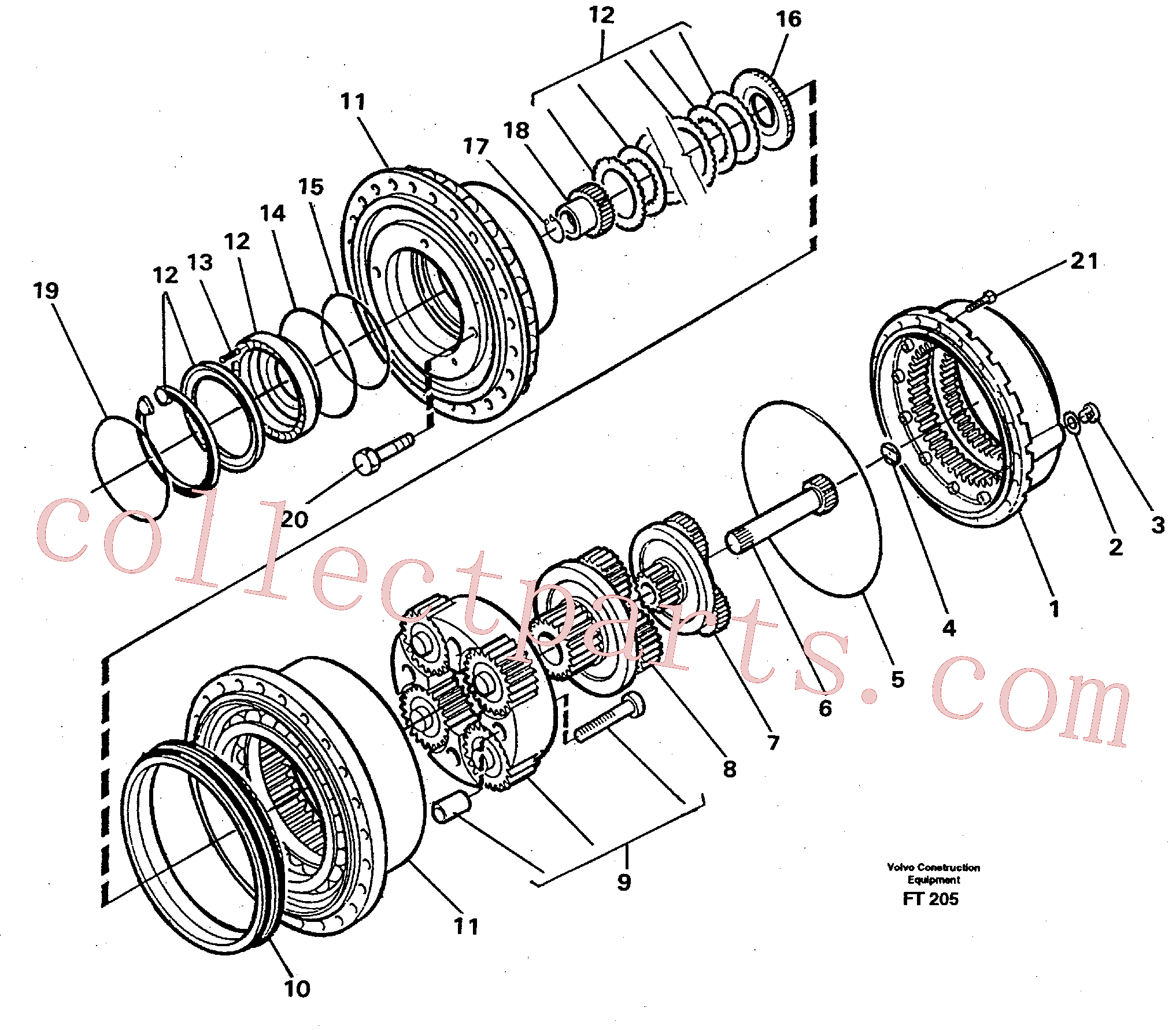 VOE11701233 for Volvo Planetary gear, travel(FT205 assembly)
