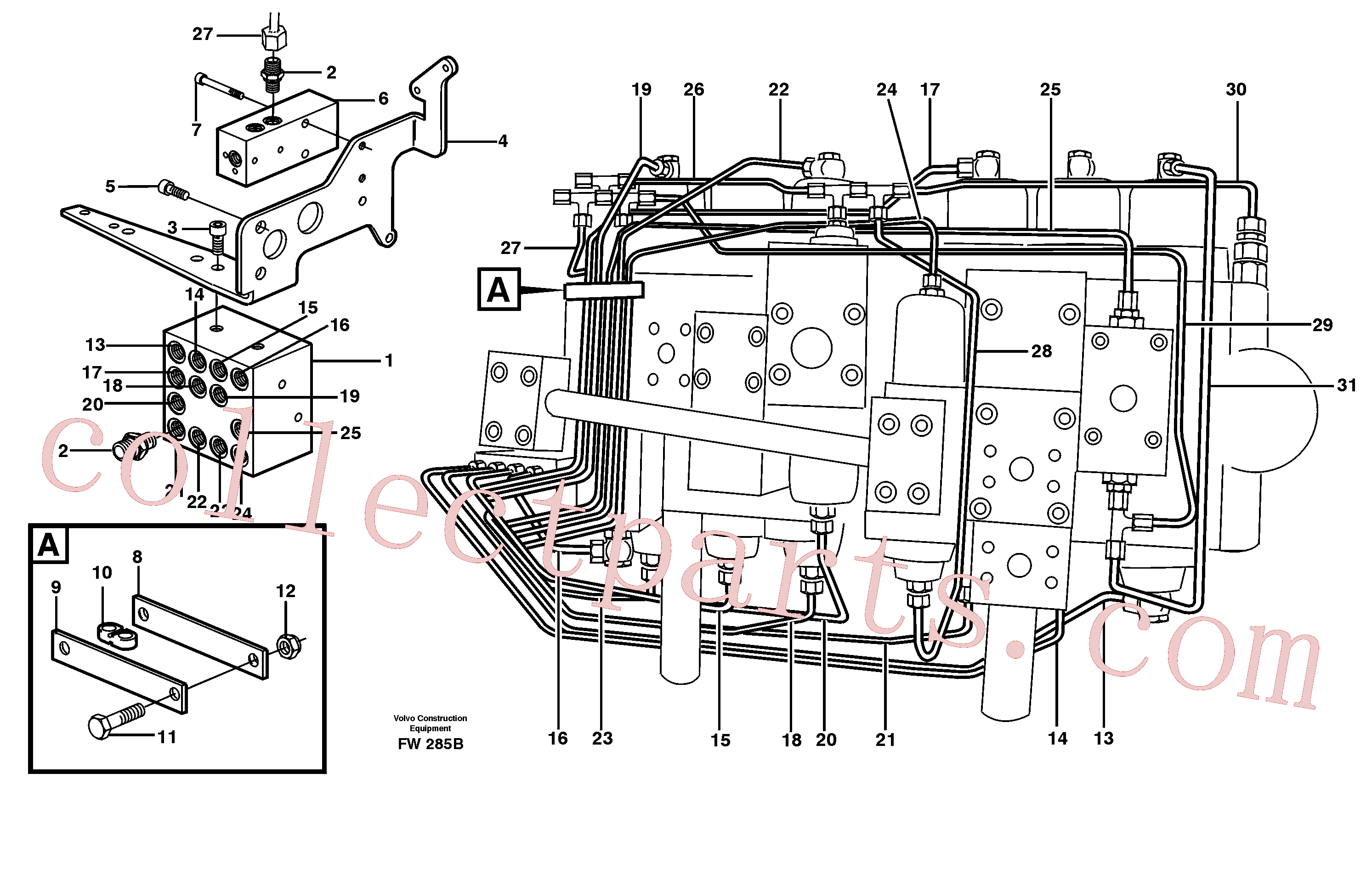 VOE14344217 for Volvo Main valve assembly, tubes connections(FW285B assembly)
