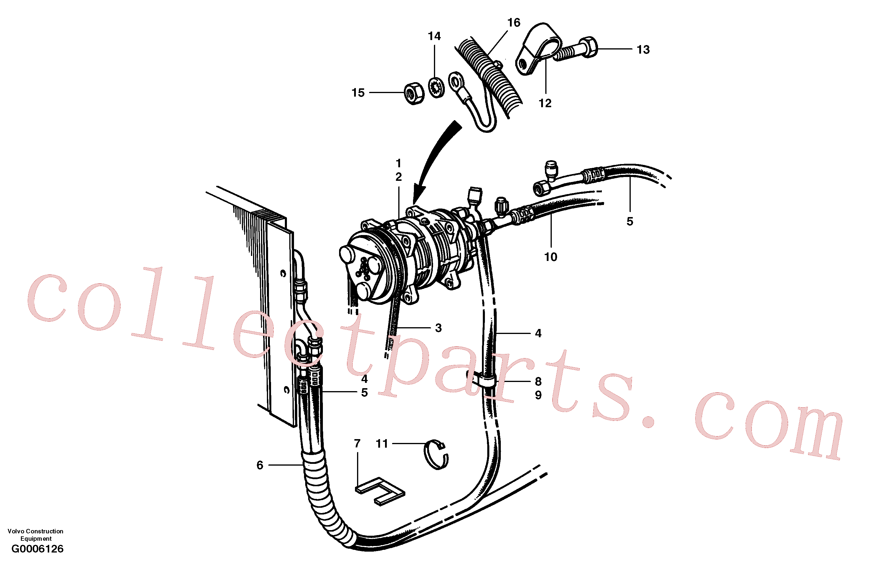 CH32316 for Volvo Air conditioning compressor and hoses(G0006126 assembly)